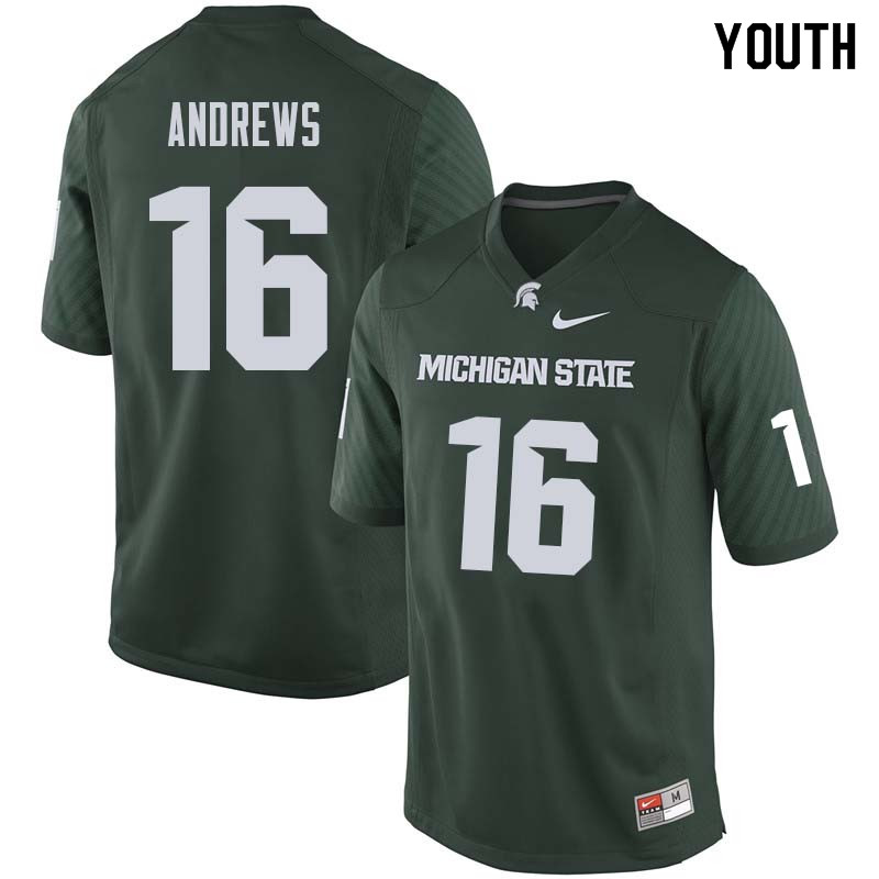 Youth #16 Austin Andrews Michigan State College Football Jerseys Sale-Green